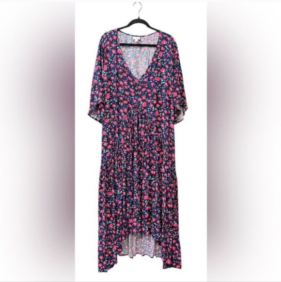 Avenue Val Print Wall Flower V-Neck Short Sleeve Dress Size 26W - Picture 2 of 12